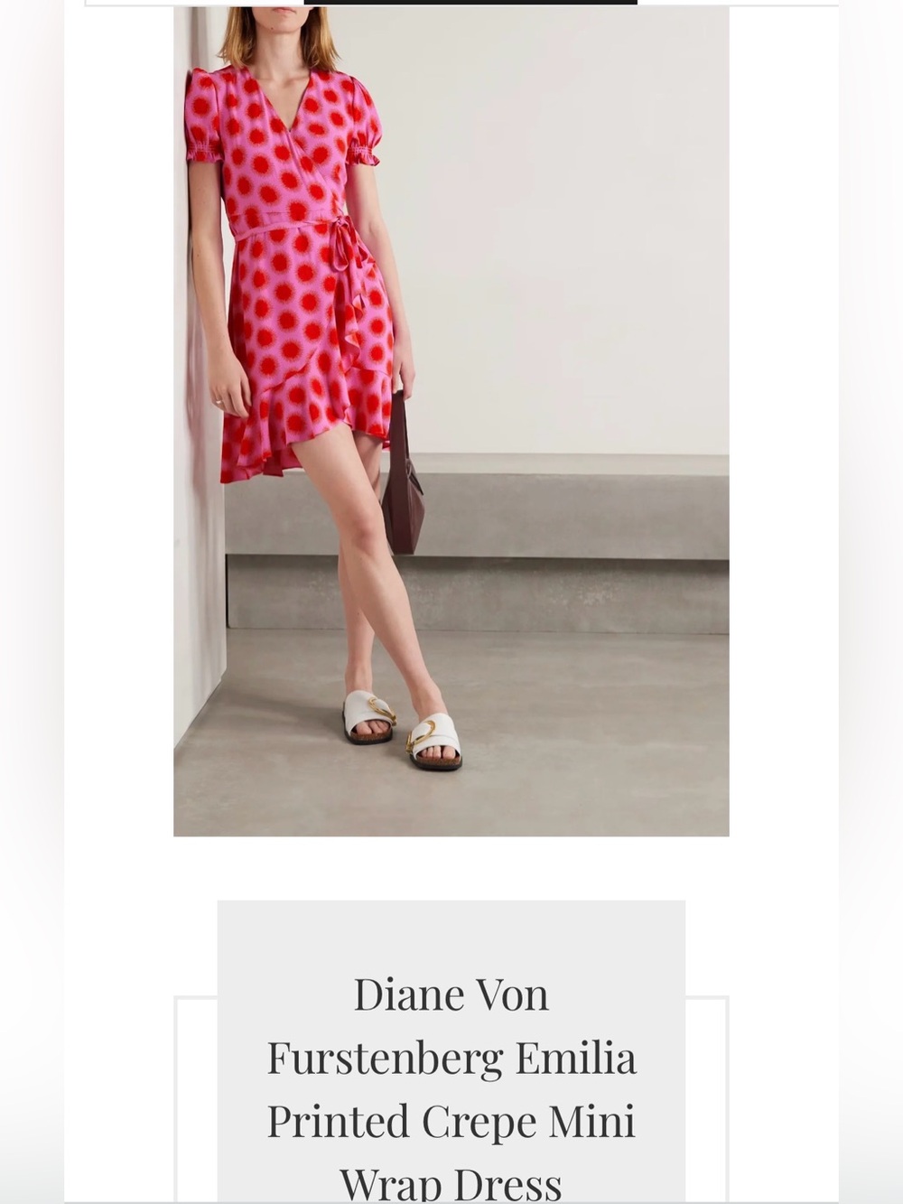 dvf Pink Wrap Mini Dress Polka Dot Print Puff Sleeve Tie Waist Size Small - Picture 2 of 8
